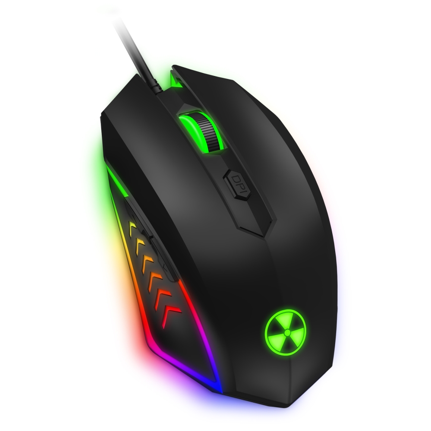 CONNECT IT CKM-3200-CS - Светодиодная проводная игровая RGB клавиатура и игровая мышь 1200/1800/2400/3600 DPI с локализацией CZ/SK черный