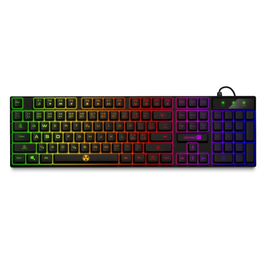 CONNECT IT CKM-3200-CS - Светодиодная проводная игровая RGB клавиатура и игровая мышь 1200/1800/2400/3600 DPI с локализацией CZ/SK черный