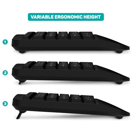 CONNECT IT CKM-6010-CS - Ергономічна бездротова клавіатура і миша 800/1200/1600/2400 DPI з чеською/словацькою локалізацією 1xAA + 2xAAA чорний