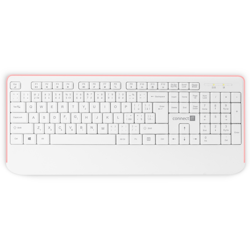 CONNECT IT CKM-7801-CS - Бездротова клавіатура та миша 1200 DPI з чеською/словацькою локалізацією 1xAAA + 1xAA білий/рожевий