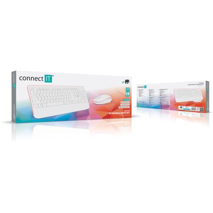 CONNECT IT CKM-7801-CS - Бездротова клавіатура та миша 1200 DPI з чеською/словацькою локалізацією 1xAAA + 1xAA білий/рожевий