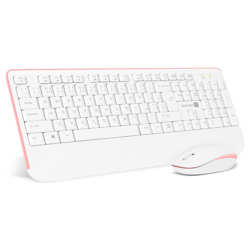 CONNECT IT CKM-7801-CS - Бездротова клавіатура та миша 1200 DPI з чеською/словацькою локалізацією 1xAAA + 1xAA білий/рожевий