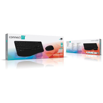 CONNECT IT CKM-7803-CS - Беспроводная клавиатура и мышь 1200 DPI с локализацией CZ/SK 1xAAA + 1xAA черный