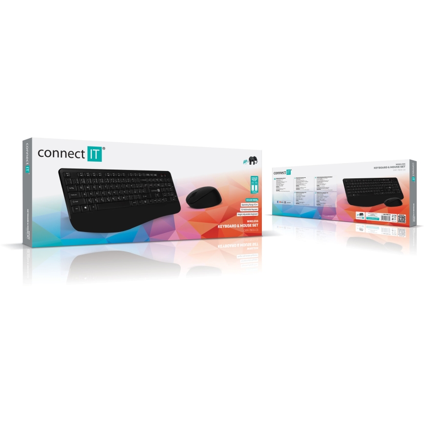 CONNECT IT CKM-7803-CS - Беспроводная клавиатура и мышь 1200 DPI с локализацией CZ/SK 1xAAA + 1xAA черный