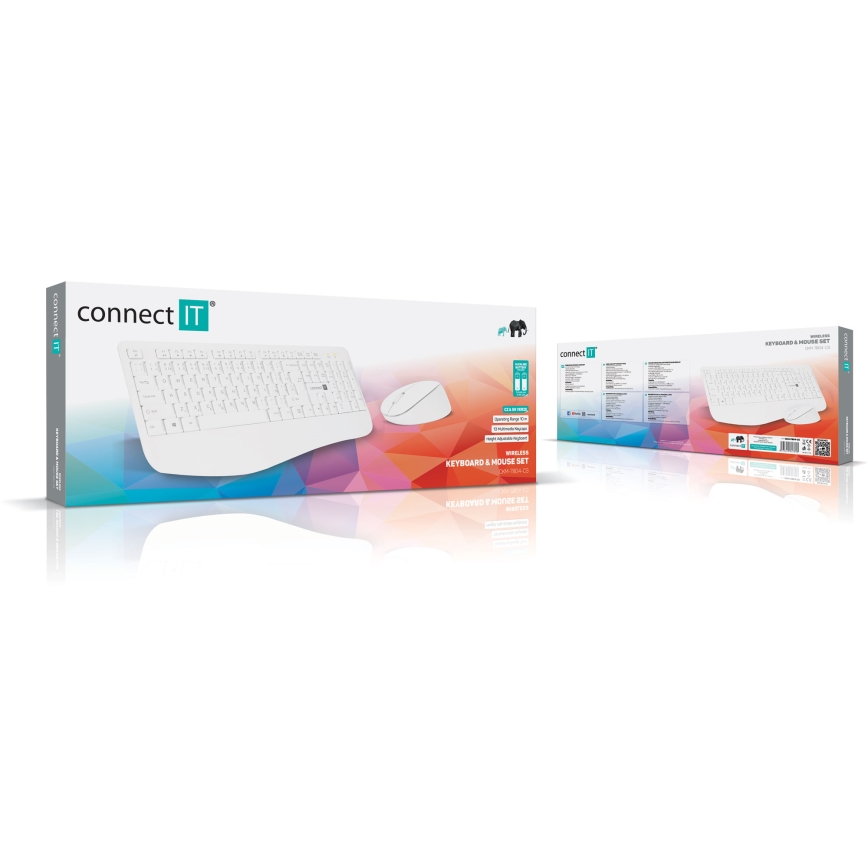 CONNECT IT CKM-7804-CS - Бездротова клавіатура та миша 1200 DPI з чеською/словацькою локалізацією 1xAAA + 1xAA білий