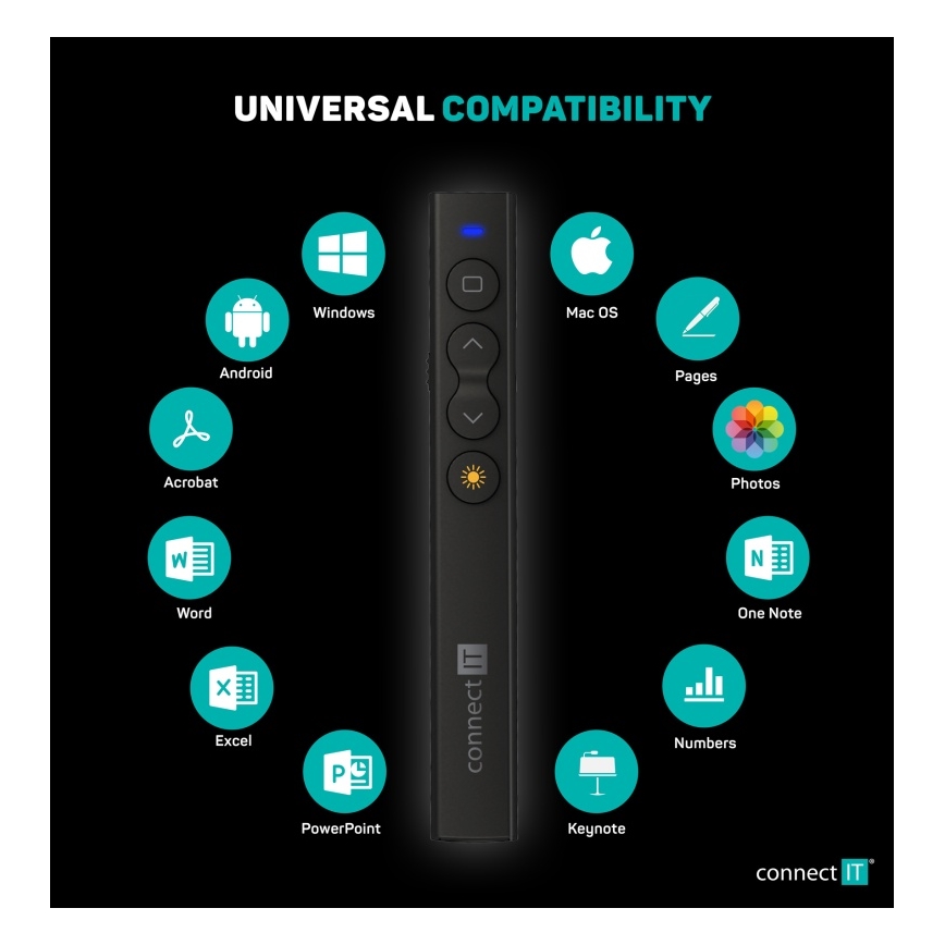 CONNECT IT CLP-2050-BK - Беспроводной презентер с лазерной указкой 1xAAA