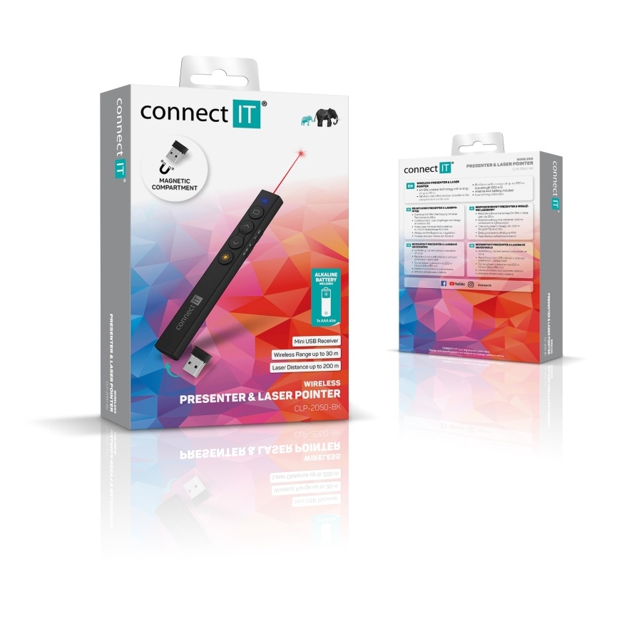 CONNECT IT CLP-2050-BK - Беспроводной презентер с лазерной указкой 1xAAA