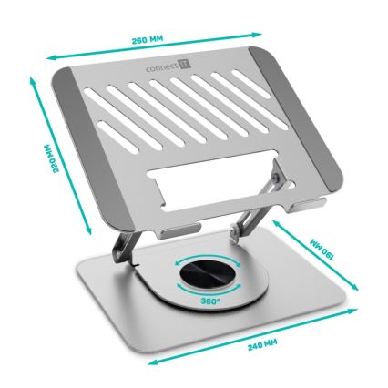 CONNECT IT CMF-2100-SL - Вращающаяся подставка для ноутбука серебристый