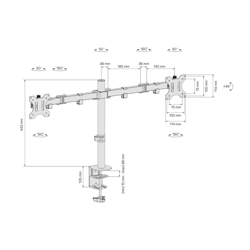 CONNECT IT CMF-3203-BK - Універсальний кронштейн для 2 моніторів 13-32” чорний