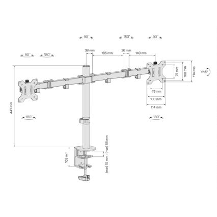 CONNECT IT CMF-3203-BK - Універсальний кронштейн для 2 моніторів 13-32” чорний