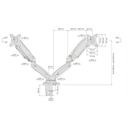 CONNECT IT CMF-3207-BK - Універсальний кронштейн для 2 моніторів 13-27” чорний