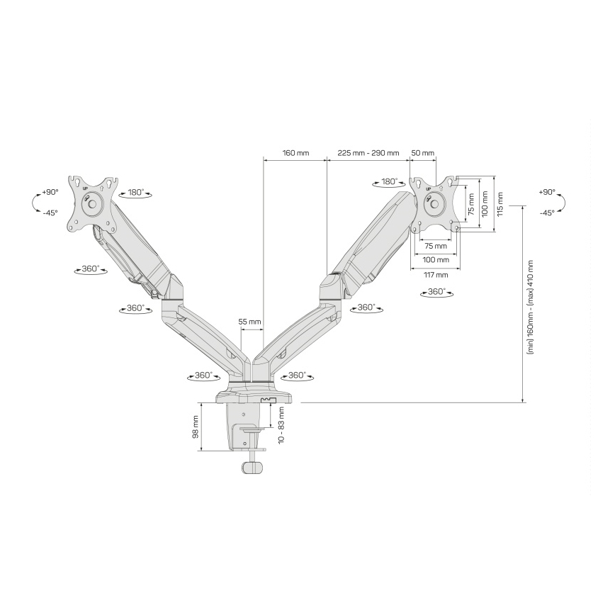 CONNECT IT CMF-3207-BK - Универсальный кронштейн для 2 мониторов 13-27” черный