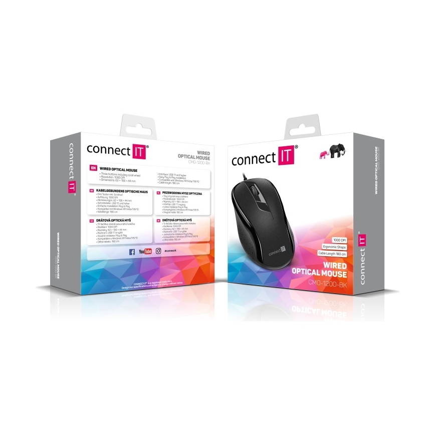CONNECT IT CMO-1200-BK - Проводная мышь 1000 DPI черный