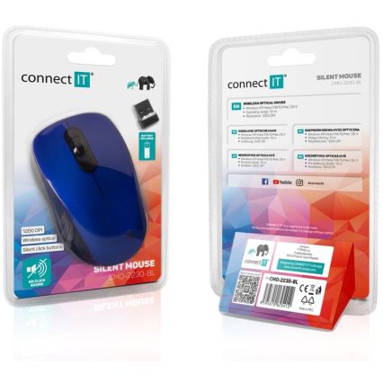 CONNECT IT CMO-2230-BL - Бездротова безшумна миша MUTE 1200 DPI 1xAA чорний/синій