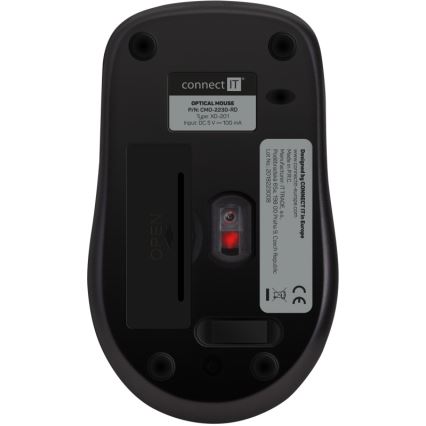 CONNECT IT CMO-2230-RD - Бездротова безшумна миша MUTE 1200 DPI 1xAA чорний/червоний