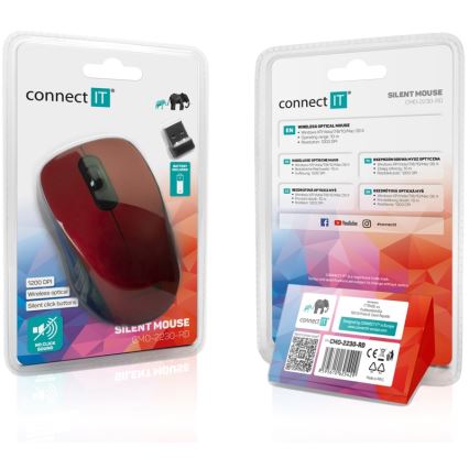 CONNECT IT CMO-2230-RD - Бездротова безшумна миша MUTE 1200 DPI 1xAA чорний/червоний