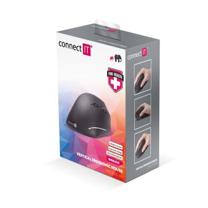 CONNECT IT CMO-2510-BK - Ергономічна бездротова миша Verti Wireless 800/1200/1600 DPI 2xAAA чорна