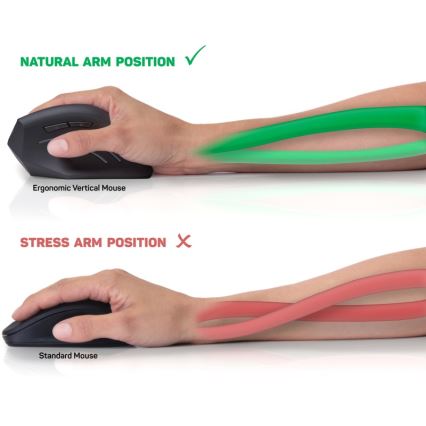 CONNECT IT CMO-2510-BK - Эргономичная беспроводная мышь Verti Wireless 800/1200/1600 DPI 2xAAA чёрная