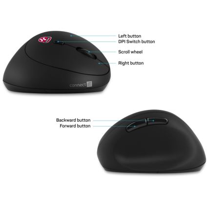 CONNECT IT CMO-2600-BK - Эргономичная беспроводная мышь 800/1200/1600 DPI 1xAA чёрная