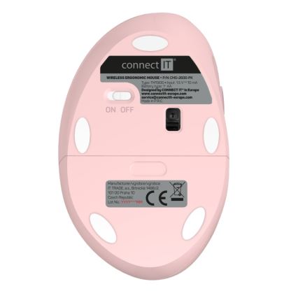 CONNECT IT CMO-2600-PK - Ергономічна бездротова рожева миша 800/1200/1600 DPI 1xAA