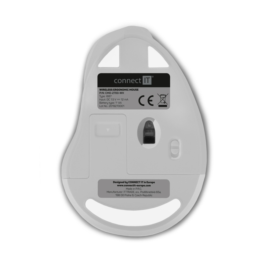 CONNECT IT CMO-2700-WH - Ергономічна бездротова миша 800/1200/1600 DPI 1xAA білий