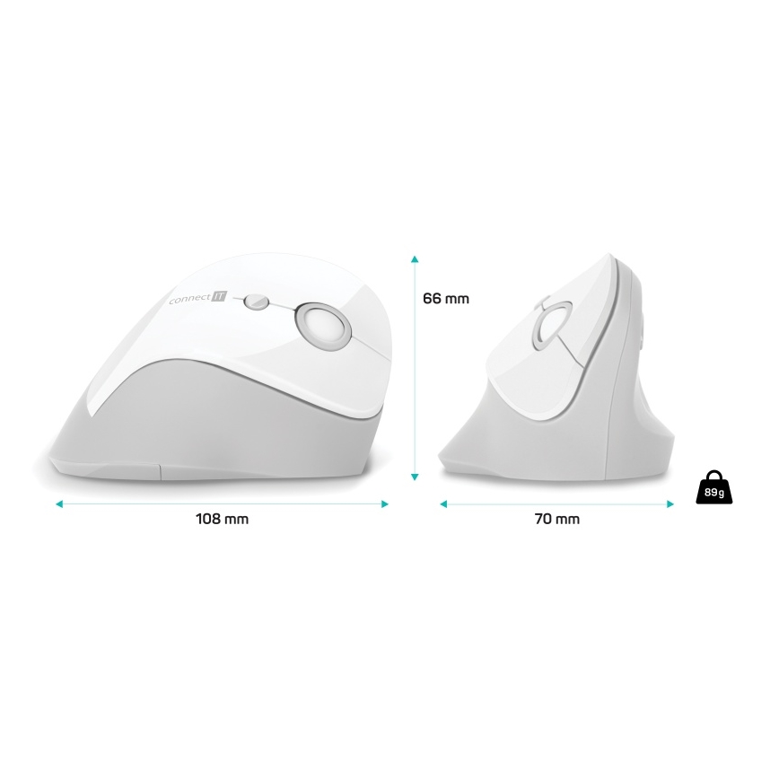 CONNECT IT CMO-2700-WH - Эргономичная беспроводная мышь 800/1200/1600 DPI 1xAA белый