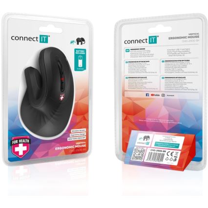 CONNECT IT CMO-2900-BK - Ергономічна бездротова миша 800/1200/1600 DPI 1xAA чорний