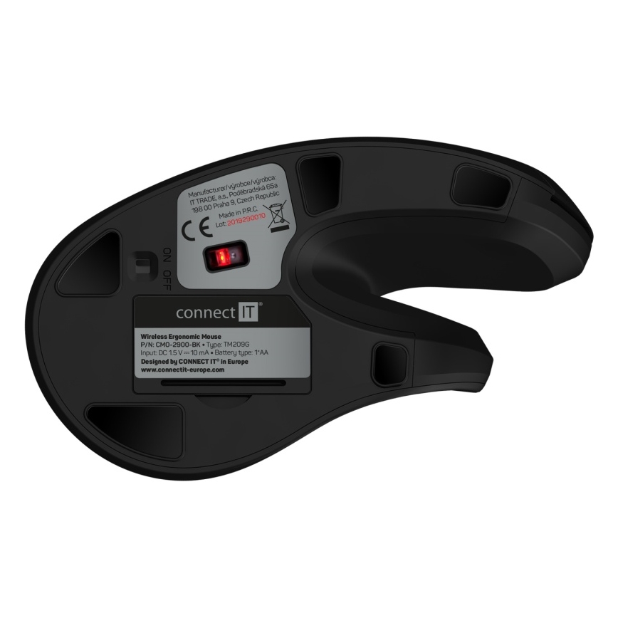CONNECT IT CMO-2900-BK - Эргономичная беспроводная мышь 800/1200/1600 DPI 1xAA черный