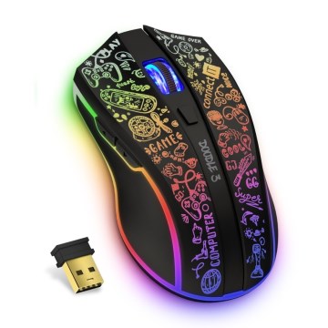 CONNECT IT CMO-3530-DD - LED RGB Бездротова акумуляторна ігрова миша 800/1200/1600/2400/4800 DPI 600 mAh чорний