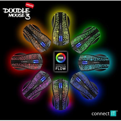 CONNECT IT CMO-3530-DD - LED RGB Бездротова акумуляторна ігрова миша 800/1200/1600/2400/4800 DPI 600 mAh чорний