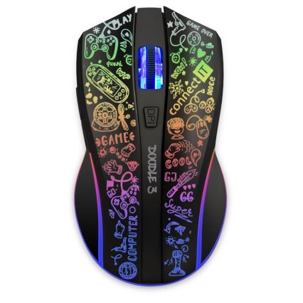 CONNECT IT CMO-3530-DD - LED RGB Бездротова акумуляторна ігрова миша 800/1200/1600/2400/4800 DPI 600 mAh чорний