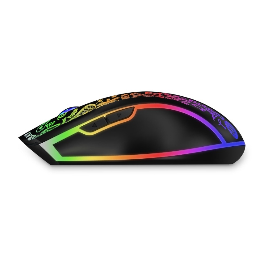 CONNECT IT CMO-3530-DD - LED RGB Бездротова акумуляторна ігрова миша 800/1200/1600/2400/4800 DPI 600 mAh чорний