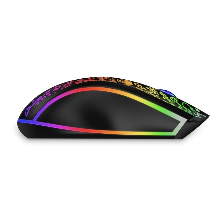 CONNECT IT CMO-3530-DD - LED RGB Бездротова акумуляторна ігрова миша 800/1200/1600/2400/4800 DPI 600 mAh чорний