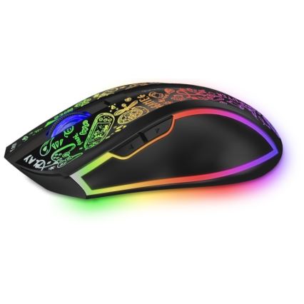 CONNECT IT CMO-3530-DD - Светодиодная беспроводная аккумуляторная игровая RGB мышь 800/1200/1600/2400/4800 DPI 600 mAh черный