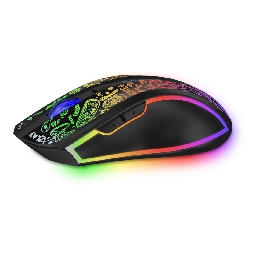 CONNECT IT CMO-3530-DD - Светодиодная беспроводная аккумуляторная игровая RGB мышь 800/1200/1600/2400/4800 DPI 600 mAh черный