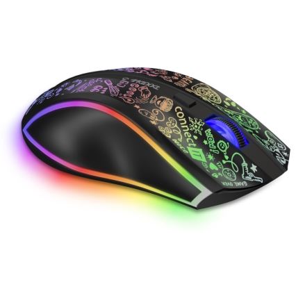 CONNECT IT CMO-3530-DD - Светодиодная беспроводная аккумуляторная игровая RGB мышь 800/1200/1600/2400/4800 DPI 600 mAh черный