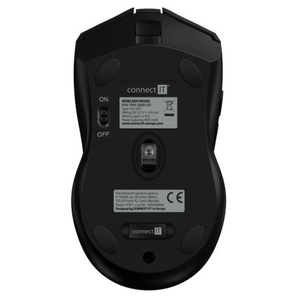 CONNECT IT CMO-3530-DD - Светодиодная беспроводная аккумуляторная игровая RGB мышь 800/1200/1600/2400/4800 DPI 600 mAh черный