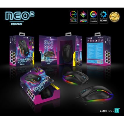 CONNECT IT CMO-3589-BK - Светодиодная беспроводная игровая RGB мышь 200-7200 DPI черный