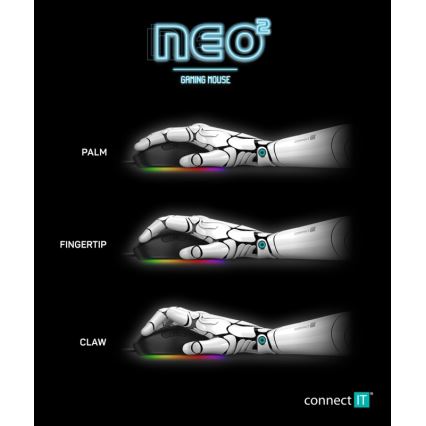 CONNECT IT CMO-3589-BK - Светодиодная беспроводная игровая RGB мышь 200-7200 DPI черный