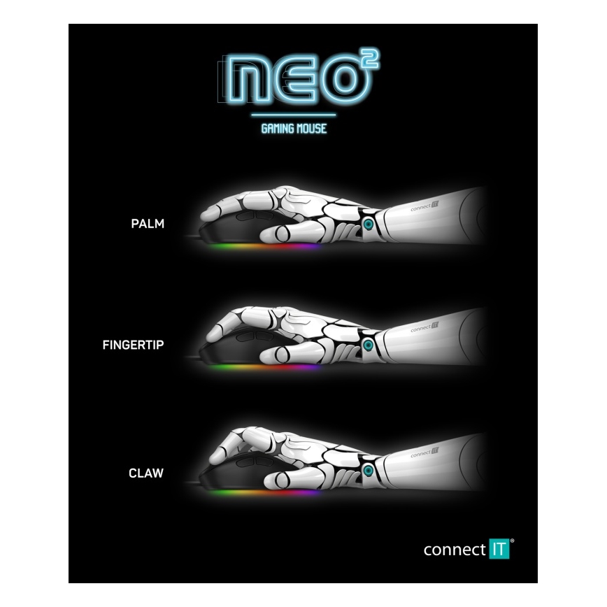 CONNECT IT CMO-3589-BK - Светодиодная беспроводная игровая RGB мышь 200-7200 DPI черный