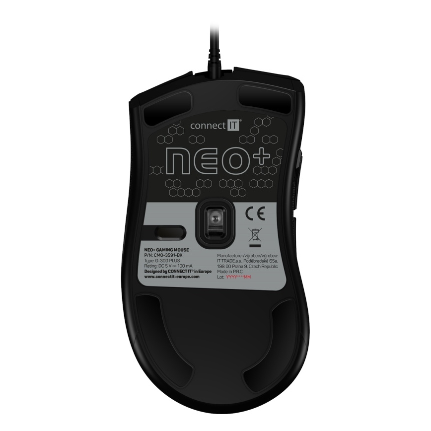 CONNECT IT CMO-3591-BK - LED RGB дротова ігрова миша 500-7200 DPI чорна