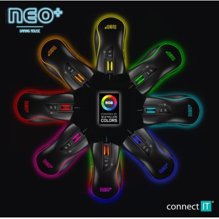 CONNECT IT CMO-3591-BK - LED RGB дротова ігрова миша 500-7200 DPI чорна