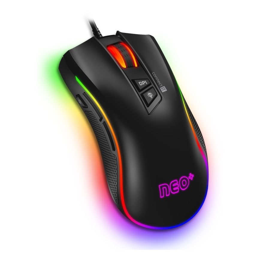CONNECT IT CMO-3591-BK - Проводная игровая мышь со светодиодной RGB-подсветкой 500-7200 DPI черный