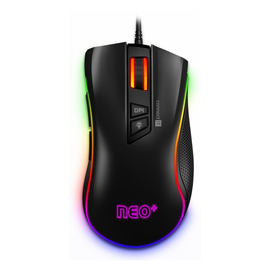 CONNECT IT CMO-3591-BK - Проводная игровая мышь со светодиодной RGB-подсветкой 500-7200 DPI черный