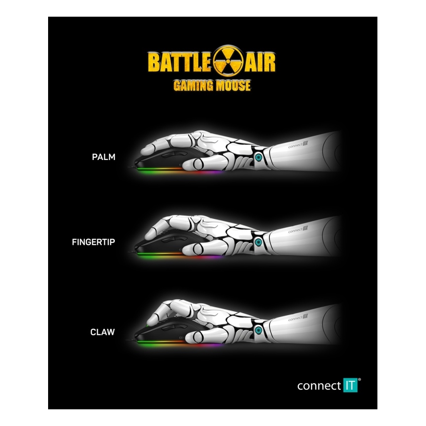 CONNECT IT CMO-5511-BK - Провідна ігрова миша з LED RGB 200-12800 DPI чорна