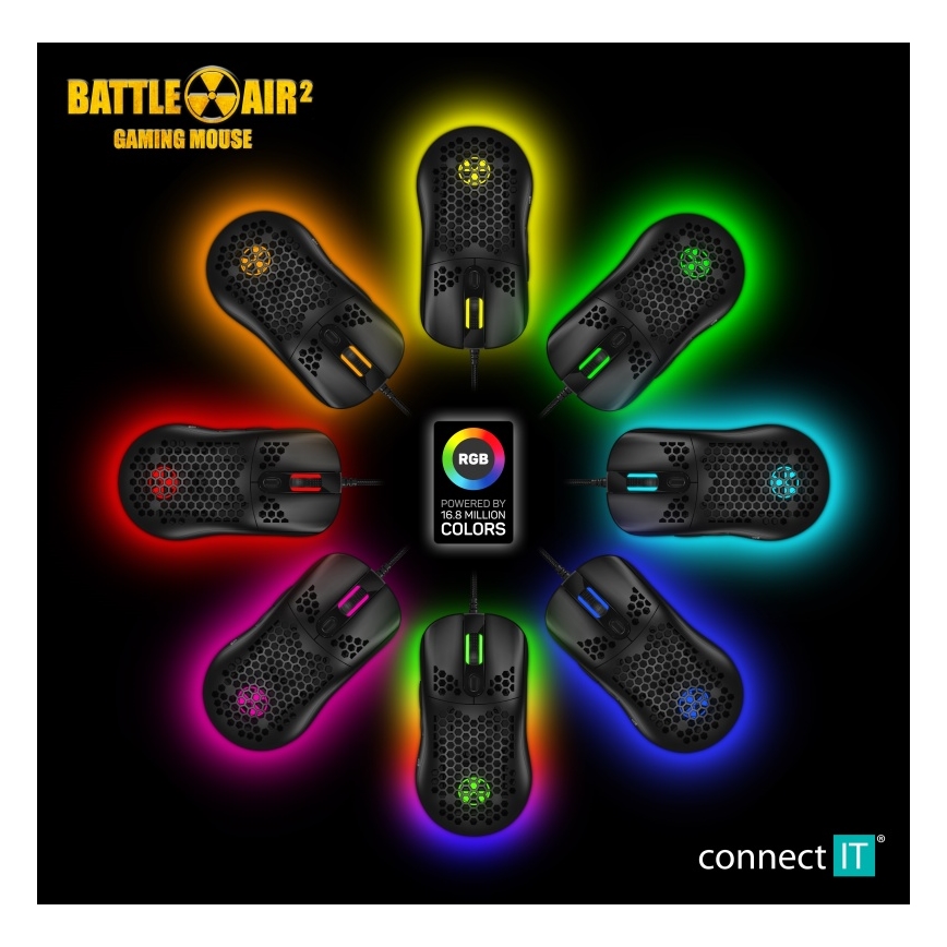 CONNECT IT CMO-5511-BK - Проводная игровая мышь со светодиодной RGB-подсветкой 200-12800 DPI черный