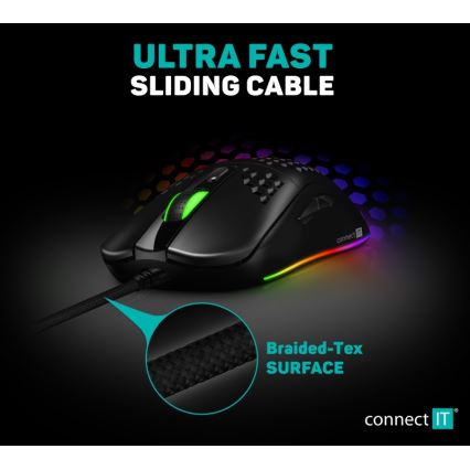 CONNECT IT CMO-5511-BK - Проводная игровая мышь со светодиодной RGB-подсветкой 200-12800 DPI черный
