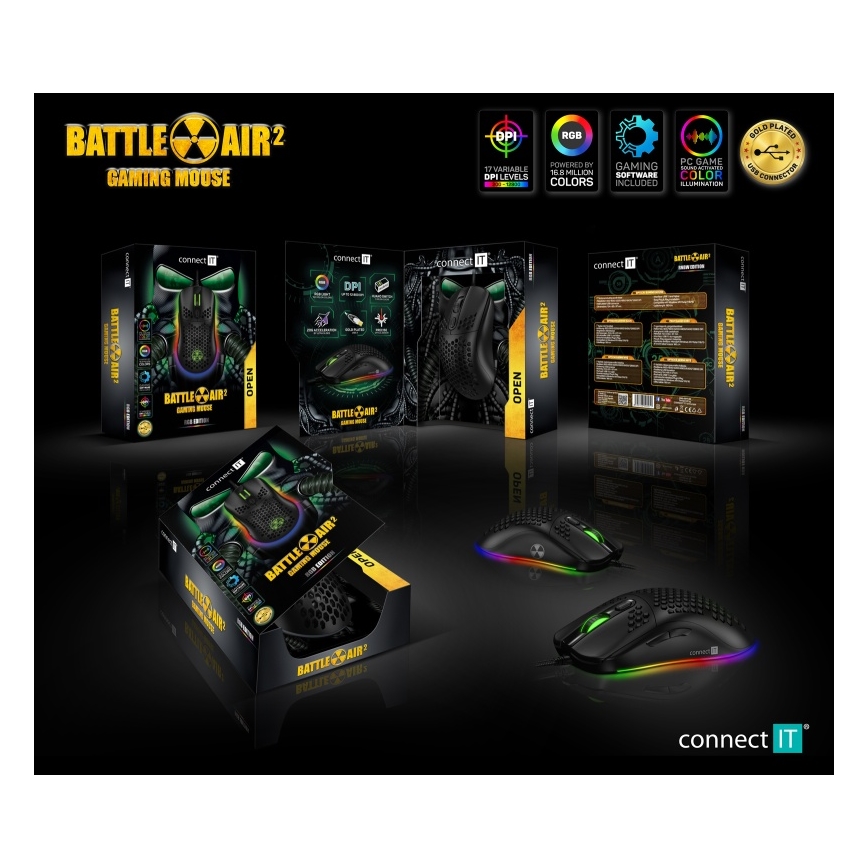 CONNECT IT CMO-5511-BK - Проводная игровая мышь со светодиодной RGB-подсветкой 200-12800 DPI черный