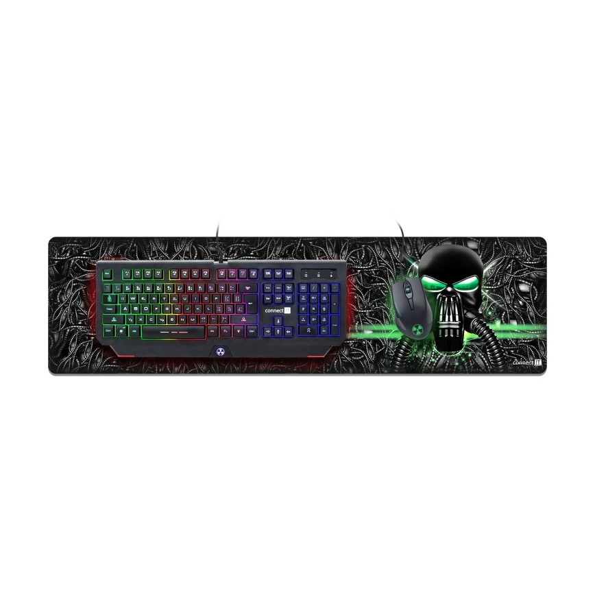 CONNECT IT CMP-1110-LG - Коврик для клавиатуры и мыши 88,6x24,5 см черный/зеленый