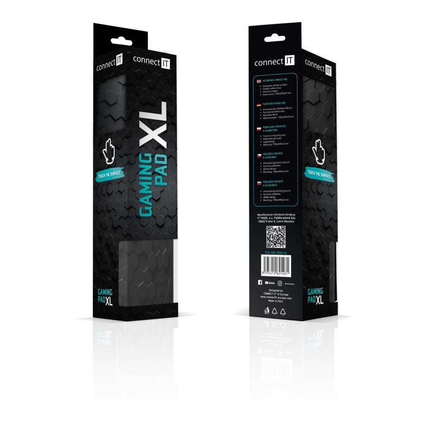 CONNECT IT CMP-2000-XL - Килимок під клавіатуру і миша 79,5x34,5 см чорний
